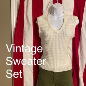 VINTAGE James Kenrob Knit Sexy Womens Size 14 Off-White Sweater Set